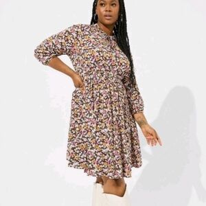 NWT Torrid Challis Front Keyhole Dress Floral Print Size Large